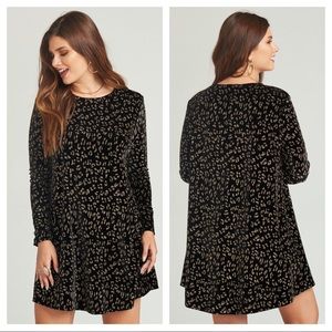 Show Me Your MuMu Glitter Cheetah Toby Swing Dress Black Gold S NWT